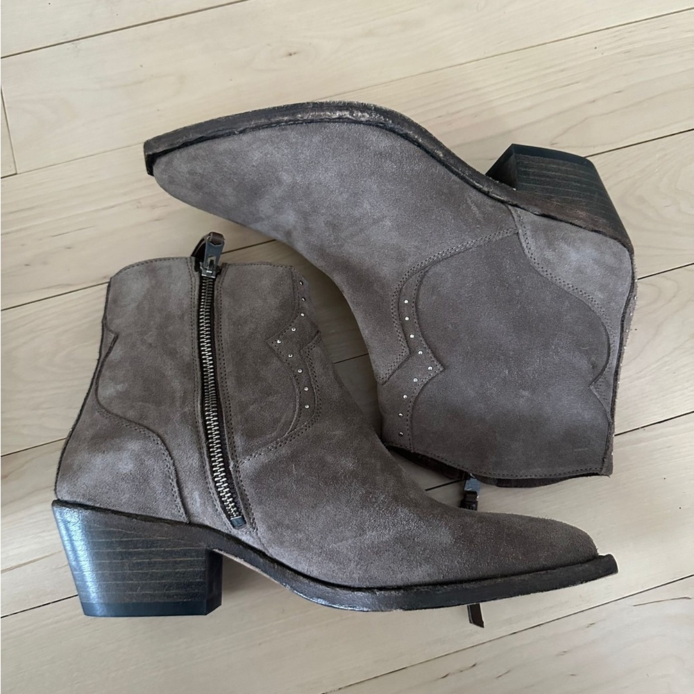 New All Saints Western suede ankle Boots in grey/brown color size 41